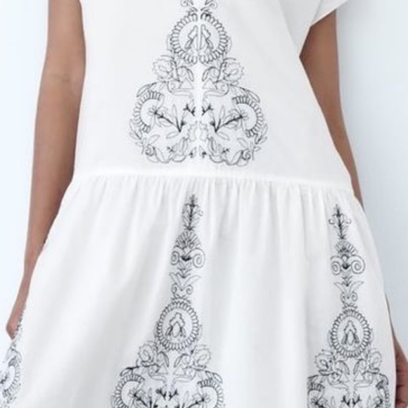 ZARA EMBROIDERED MIDI DRESS - Picture 7 of 8